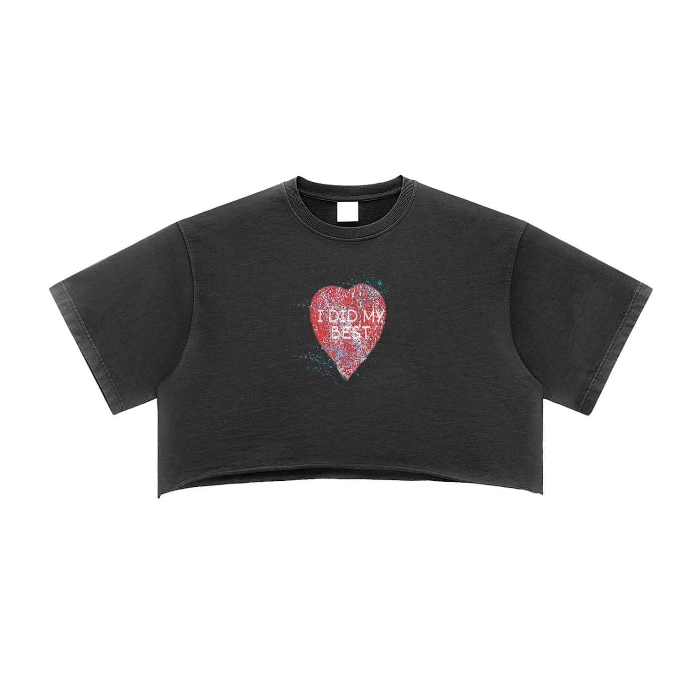 "I DID MY BEST" Snow Washed Raw Edge Crop Top